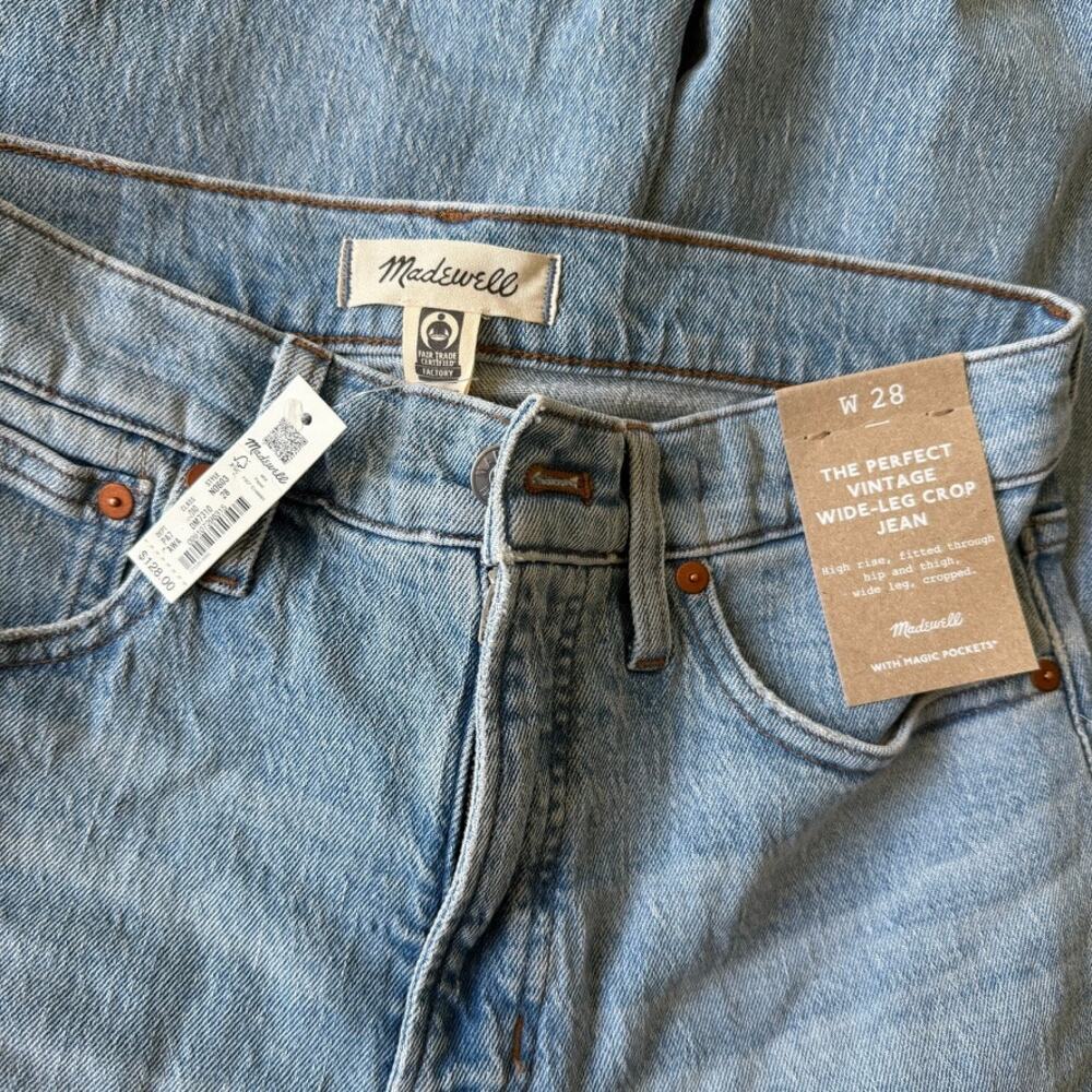 madewell perfect vintage wide-leg crop jean altoona blue wash no603 women 28 - Picture 5 of 7